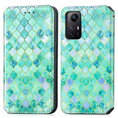 Coque Portefeuille Motif Fantaisie Livre Cuir Etui Clapet S02D pour Xiaomi Redmi Note 12S Vert