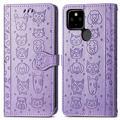 Coque Portefeuille Motif Fantaisie Livre Cuir Etui Clapet S03D pour Google Pixel 5a 5G Violet