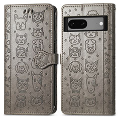 Coque Portefeuille Motif Fantaisie Livre Cuir Etui Clapet S03D pour Google Pixel 7 5G Gris