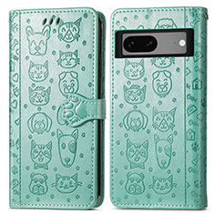 Coque Portefeuille Motif Fantaisie Livre Cuir Etui Clapet S03D pour Google Pixel 7 5G Vert