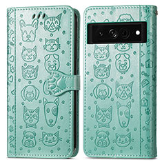 Coque Portefeuille Motif Fantaisie Livre Cuir Etui Clapet S03D pour Google Pixel 7 Pro 5G Vert