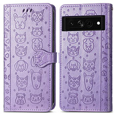 Coque Portefeuille Motif Fantaisie Livre Cuir Etui Clapet S03D pour Google Pixel 7 Pro 5G Violet