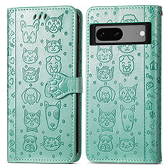 Coque Portefeuille Motif Fantaisie Livre Cuir Etui Clapet S03D pour Google Pixel 7a 5G Vert