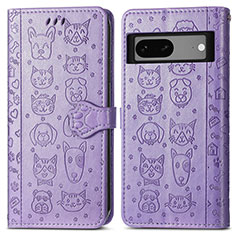 Coque Portefeuille Motif Fantaisie Livre Cuir Etui Clapet S03D pour Google Pixel 7a 5G Violet