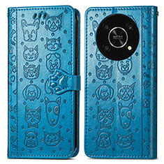 Coque Portefeuille Motif Fantaisie Livre Cuir Etui Clapet S03D pour Huawei Enjoy 50 Pro Bleu