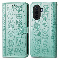 Coque Portefeuille Motif Fantaisie Livre Cuir Etui Clapet S03D pour Huawei Enjoy 50 Vert