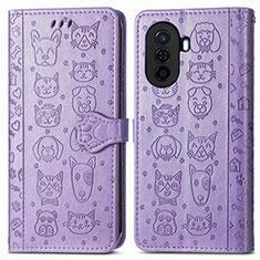 Coque Portefeuille Motif Fantaisie Livre Cuir Etui Clapet S03D pour Huawei Enjoy 50 Violet