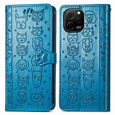 Coque Portefeuille Motif Fantaisie Livre Cuir Etui Clapet S03D pour Huawei Enjoy 50z Bleu