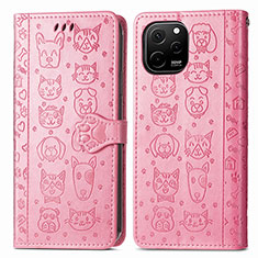 Coque Portefeuille Motif Fantaisie Livre Cuir Etui Clapet S03D pour Huawei Enjoy 50z Rose