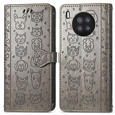 Coque Portefeuille Motif Fantaisie Livre Cuir Etui Clapet S03D pour Huawei Honor 50 Lite Gris