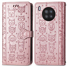 Coque Portefeuille Motif Fantaisie Livre Cuir Etui Clapet S03D pour Huawei Honor 50 Lite Or Rose