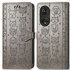 Coque Portefeuille Motif Fantaisie Livre Cuir Etui Clapet S03D pour Huawei Honor 50 Pro 5G Gris