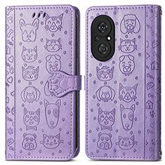 Coque Portefeuille Motif Fantaisie Livre Cuir Etui Clapet S03D pour Huawei Honor 50 SE 5G Violet