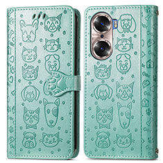 Coque Portefeuille Motif Fantaisie Livre Cuir Etui Clapet S03D pour Huawei Honor 60 5G Vert