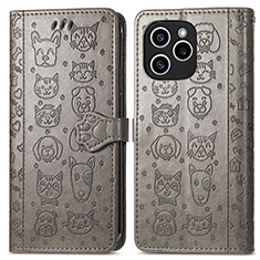 Coque Portefeuille Motif Fantaisie Livre Cuir Etui Clapet S03D pour Huawei Honor 60 SE 5G Gris