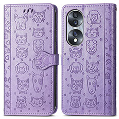 Coque Portefeuille Motif Fantaisie Livre Cuir Etui Clapet S03D pour Huawei Honor 70 5G Violet