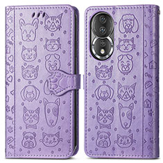 Coque Portefeuille Motif Fantaisie Livre Cuir Etui Clapet S03D pour Huawei Honor 80 5G Violet