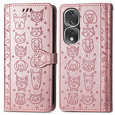 Coque Portefeuille Motif Fantaisie Livre Cuir Etui Clapet S03D pour Huawei Honor 80 Pro 5G Or Rose