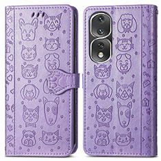 Coque Portefeuille Motif Fantaisie Livre Cuir Etui Clapet S03D pour Huawei Honor 80 Pro 5G Violet