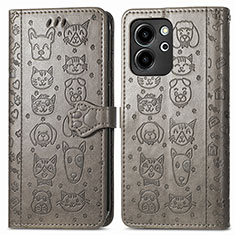 Coque Portefeuille Motif Fantaisie Livre Cuir Etui Clapet S03D pour Huawei Honor 80 SE 5G Gris