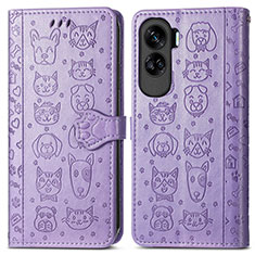 Coque Portefeuille Motif Fantaisie Livre Cuir Etui Clapet S03D pour Huawei Honor 90 Lite 5G Violet