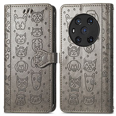 Coque Portefeuille Motif Fantaisie Livre Cuir Etui Clapet S03D pour Huawei Honor Magic3 5G Gris