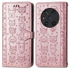 Coque Portefeuille Motif Fantaisie Livre Cuir Etui Clapet S03D pour Huawei Honor Magic3 5G Or Rose