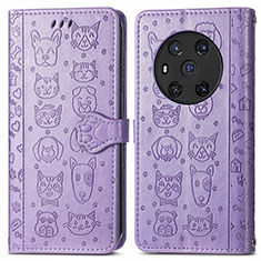 Coque Portefeuille Motif Fantaisie Livre Cuir Etui Clapet S03D pour Huawei Honor Magic3 5G Violet