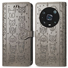 Coque Portefeuille Motif Fantaisie Livre Cuir Etui Clapet S03D pour Huawei Honor Magic4 Pro 5G Gris