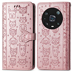 Coque Portefeuille Motif Fantaisie Livre Cuir Etui Clapet S03D pour Huawei Honor Magic4 Pro 5G Or Rose