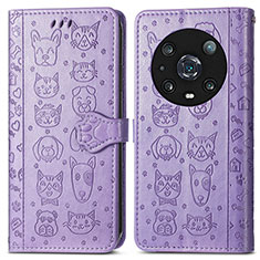 Coque Portefeuille Motif Fantaisie Livre Cuir Etui Clapet S03D pour Huawei Honor Magic4 Pro 5G Violet