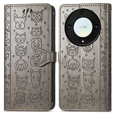 Coque Portefeuille Motif Fantaisie Livre Cuir Etui Clapet S03D pour Huawei Honor Magic5 Lite 5G Gris