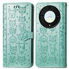 Coque Portefeuille Motif Fantaisie Livre Cuir Etui Clapet S03D pour Huawei Honor Magic5 Lite 5G Vert