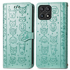 Coque Portefeuille Motif Fantaisie Livre Cuir Etui Clapet S03D pour Huawei Honor X30i Vert