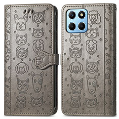 Coque Portefeuille Motif Fantaisie Livre Cuir Etui Clapet S03D pour Huawei Honor X6 5G Gris