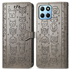 Coque Portefeuille Motif Fantaisie Livre Cuir Etui Clapet S03D pour Huawei Honor X6 Gris