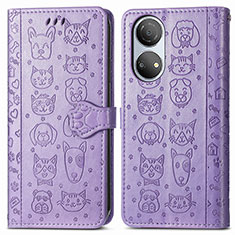 Coque Portefeuille Motif Fantaisie Livre Cuir Etui Clapet S03D pour Huawei Honor X7 Violet