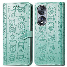 Coque Portefeuille Motif Fantaisie Livre Cuir Etui Clapet S03D pour Huawei Honor X7b Vert