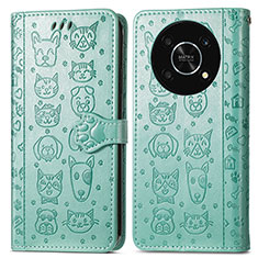 Coque Portefeuille Motif Fantaisie Livre Cuir Etui Clapet S03D pour Huawei Honor X9 5G Vert