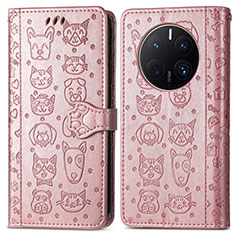 Coque Portefeuille Motif Fantaisie Livre Cuir Etui Clapet S03D pour Huawei Mate 50 Pro Or Rose