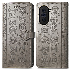 Coque Portefeuille Motif Fantaisie Livre Cuir Etui Clapet S03D pour Huawei Nova 10 Gris