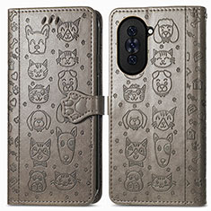 Coque Portefeuille Motif Fantaisie Livre Cuir Etui Clapet S03D pour Huawei Nova 10 Pro Gris