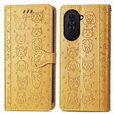 Coque Portefeuille Motif Fantaisie Livre Cuir Etui Clapet S03D pour Huawei Nova 10 Pro Jaune