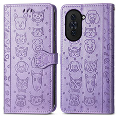 Coque Portefeuille Motif Fantaisie Livre Cuir Etui Clapet S03D pour Huawei Nova 10 Violet