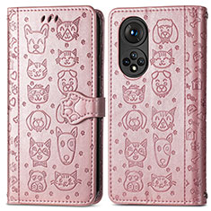 Coque Portefeuille Motif Fantaisie Livre Cuir Etui Clapet S03D pour Huawei Nova 9 Or Rose