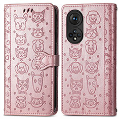 Coque Portefeuille Motif Fantaisie Livre Cuir Etui Clapet S03D pour Huawei Nova 9 Pro Or Rose