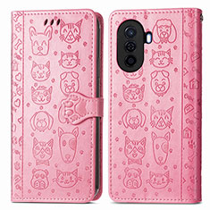 Coque Portefeuille Motif Fantaisie Livre Cuir Etui Clapet S03D pour Huawei Nova Y70 Plus Rose