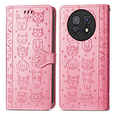 Coque Portefeuille Motif Fantaisie Livre Cuir Etui Clapet S03D pour Huawei Nova Y91 Rose