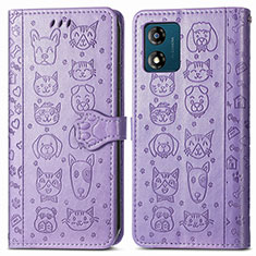 Coque Portefeuille Motif Fantaisie Livre Cuir Etui Clapet S03D pour Motorola Moto E13 Violet