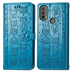 Coque Portefeuille Motif Fantaisie Livre Cuir Etui Clapet S03D pour Motorola Moto E20 Bleu